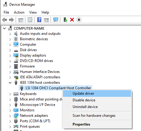 select device in device manager