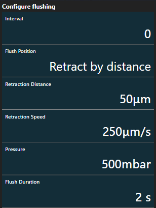 Flush parameters