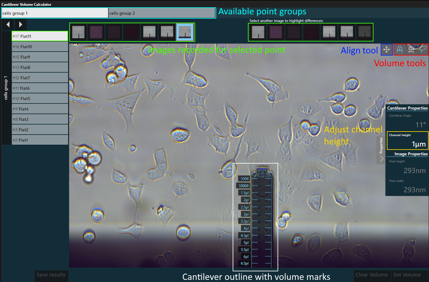 Cantilever Volume Estimation dialog Screenshot
